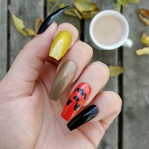 Pumpkin Spice Nails - Spooky Press On Nails - New Hand Painted